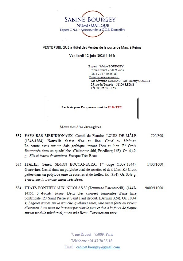 Catalogue de la vente publique du 12 juin 2026 à Reims